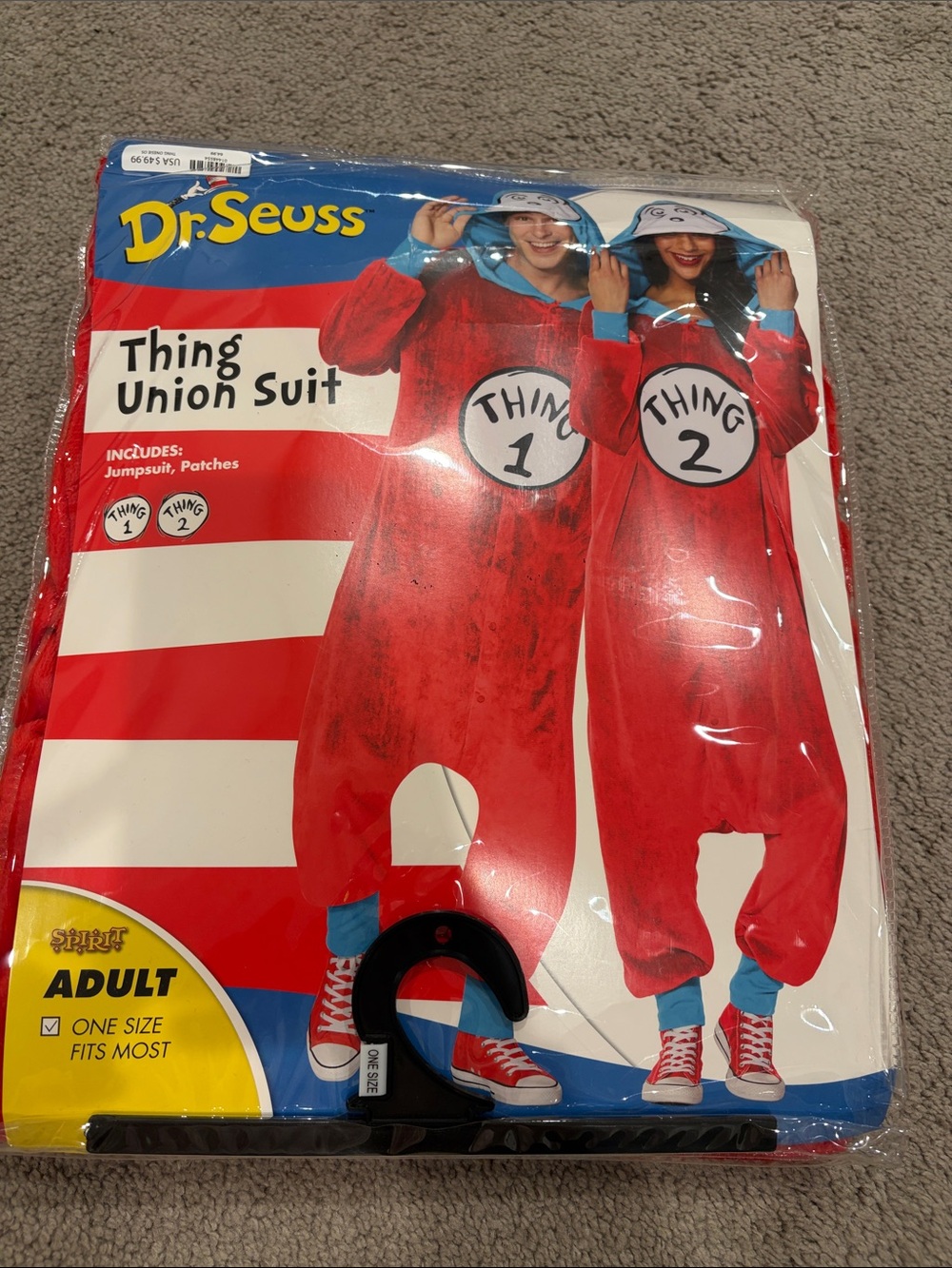 Dr. Seuss Red Thing Union Suit Costume with Blue Trim